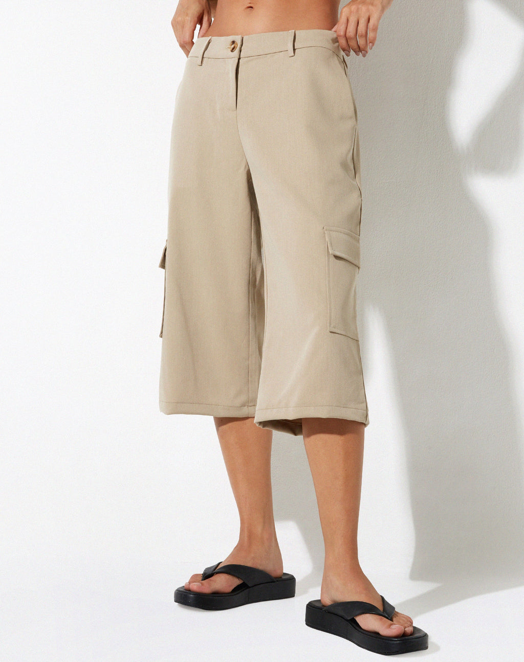 Taupe Tailored Long Line Shorts