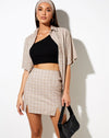 Image of Zila Mini Skirt in Taupe Check