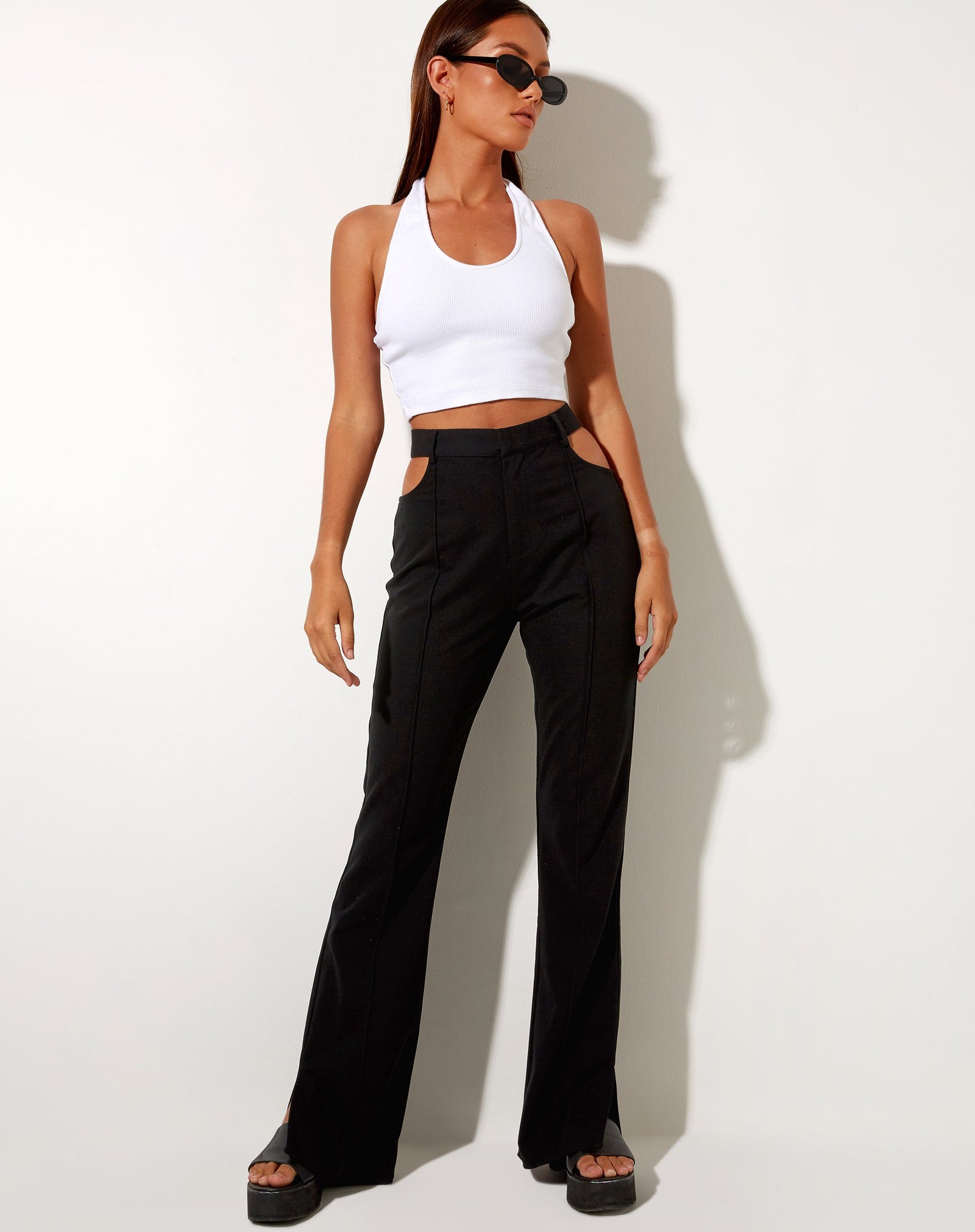 Buy Women Black Side Slit Peekaboo Comfort Pants Online at Sassafras