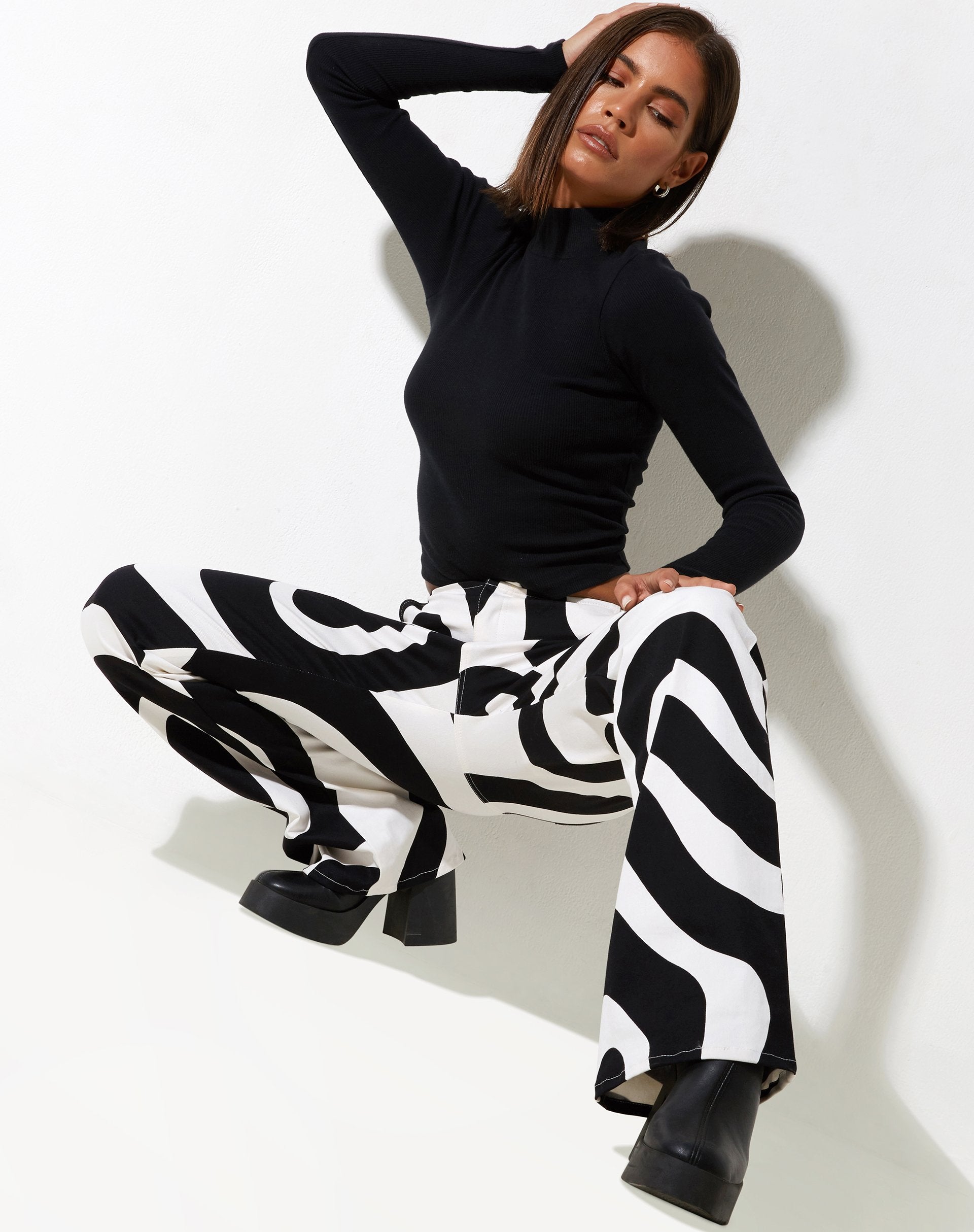 Zoetry Trouser in Optic Swirl Black and White