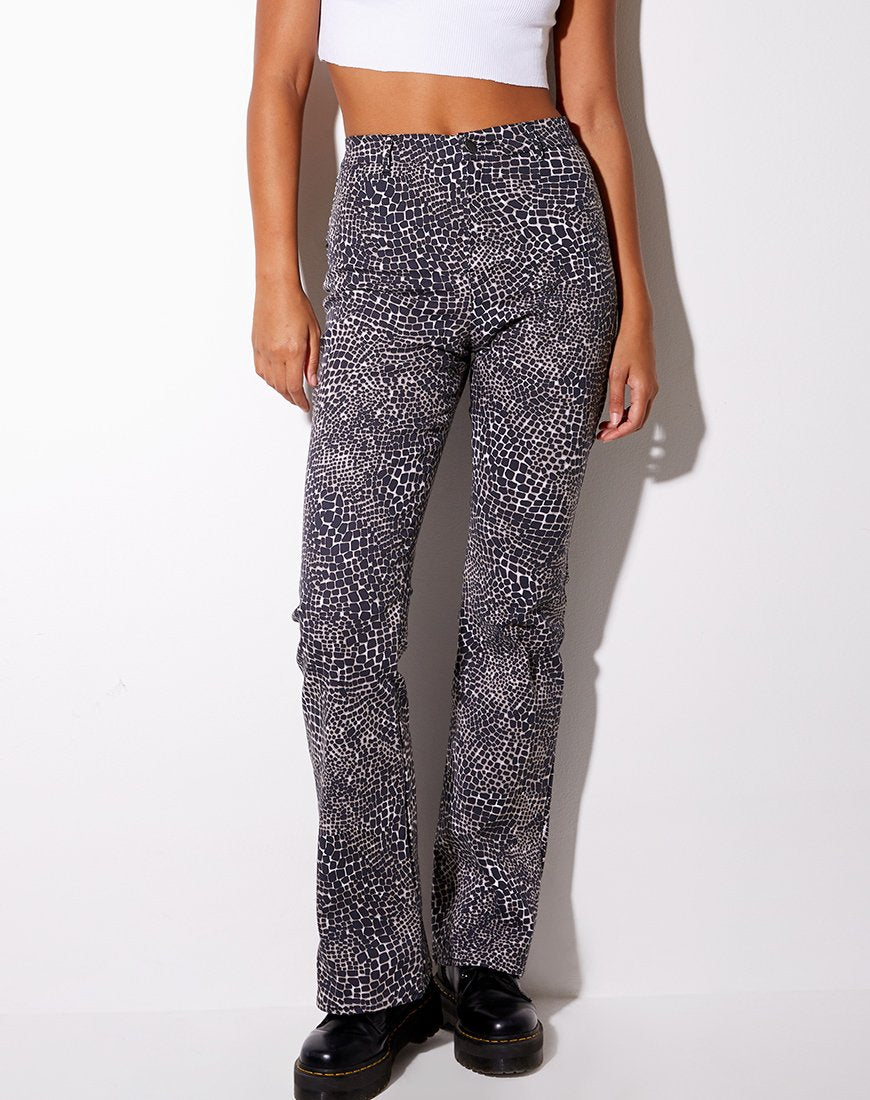 Image of Zoven Flare Trouser in Abstract Croc Black