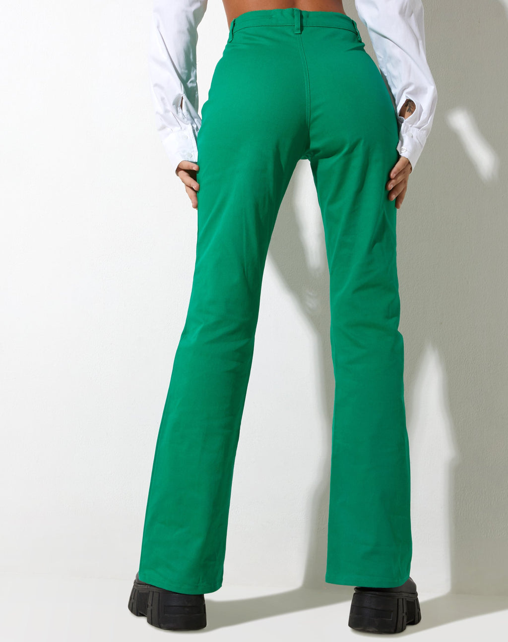 Zoven Flare Trouser in Twill Blush Green