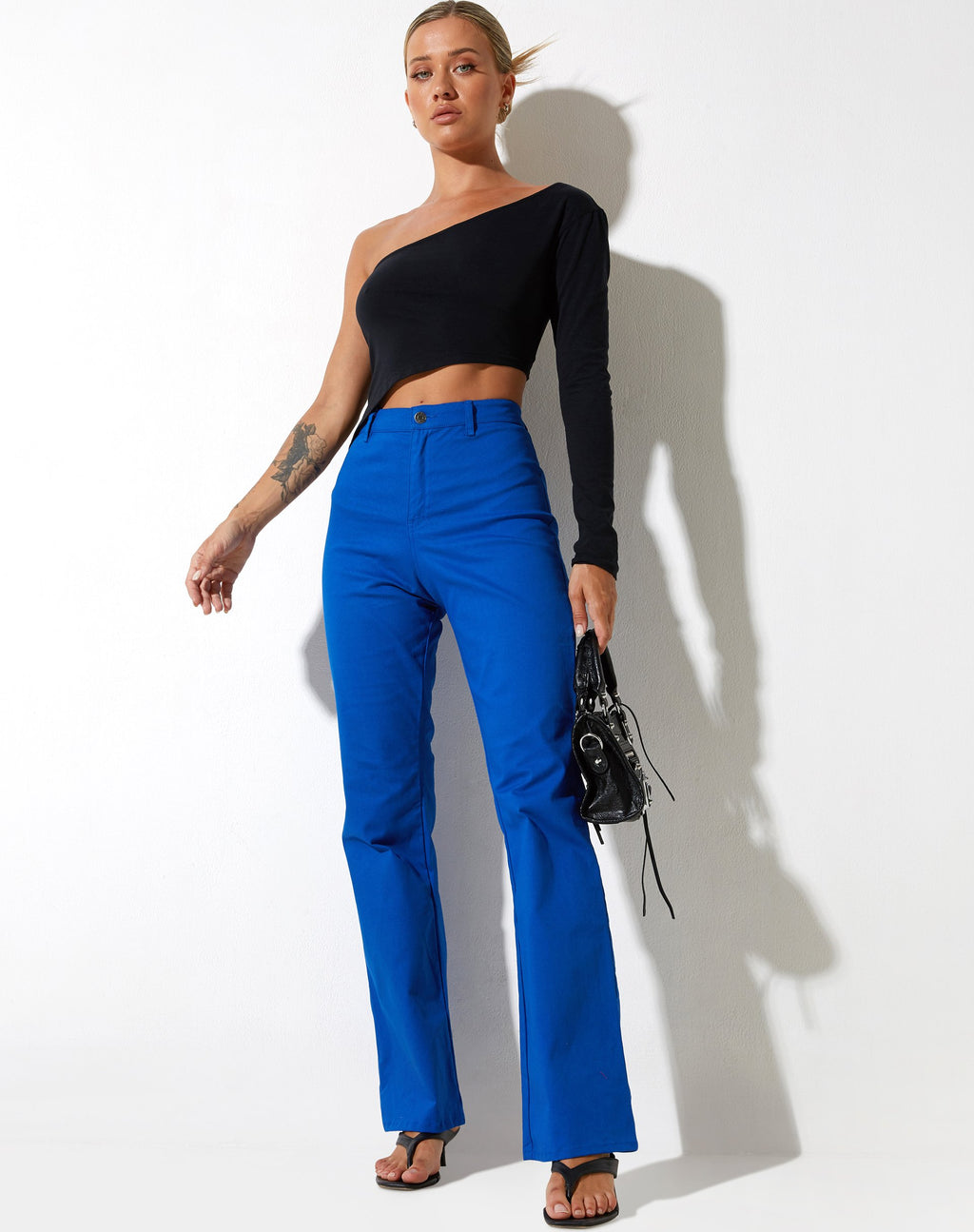 Zoven Flare Trouser in Twill Cobalt Blue