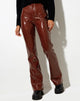 Image of Zoven Flare Trouser in Croc PU Brown