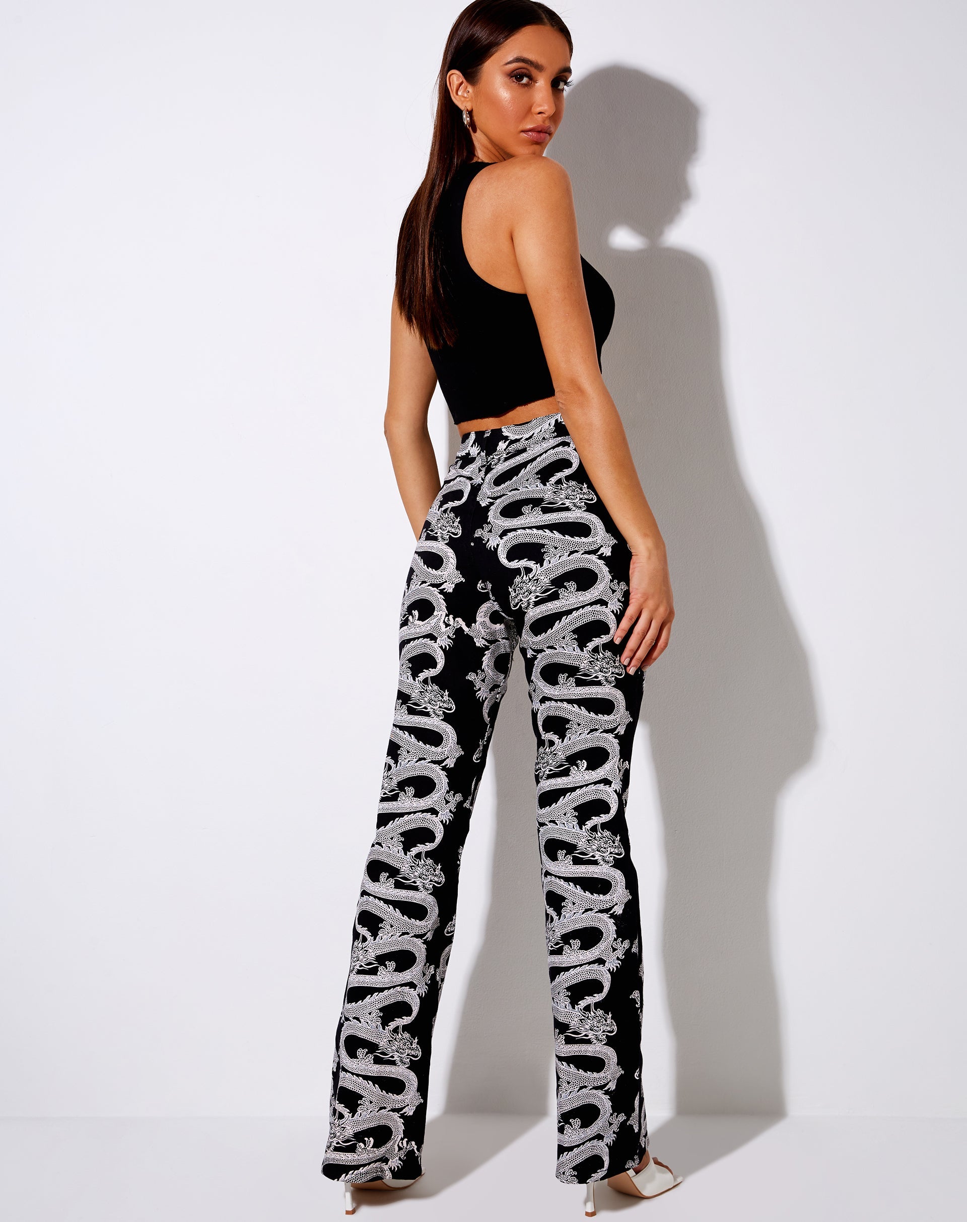 Image of Zoven Flare Trouser in Dragon Rope Black Placement