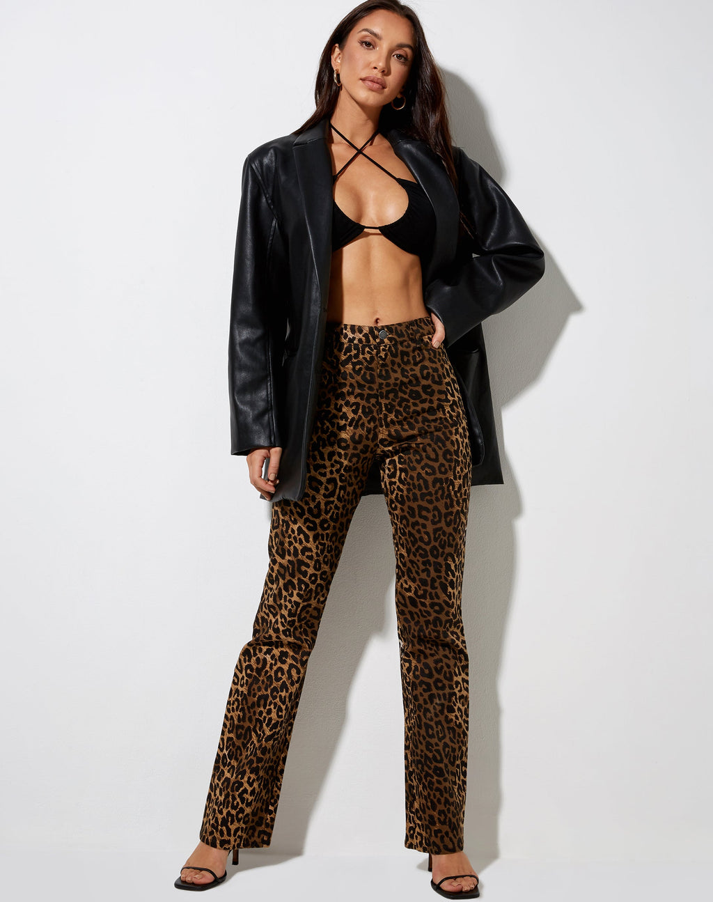 Zoven Flare Trouser in Night Leopard Brown