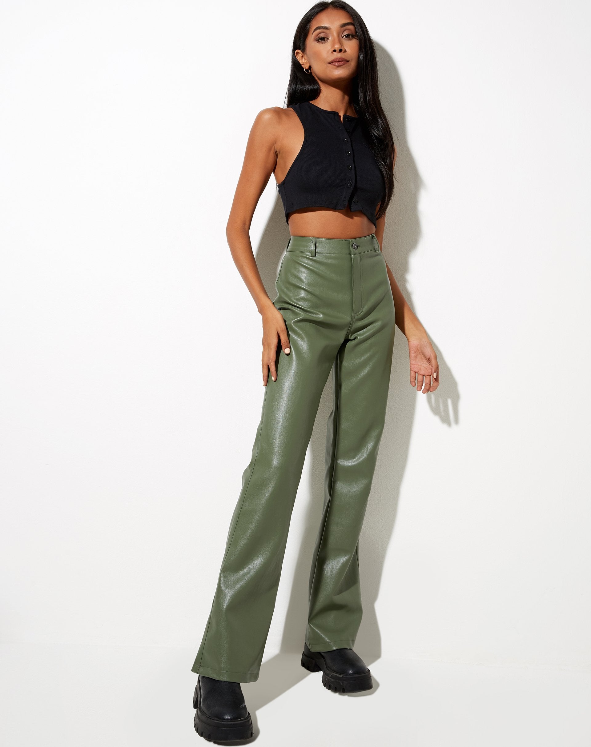 Image of Zoven Flare Trouser in Pu Green