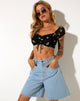 Image of Zule Crop Top in Black Daisy Lime Embro