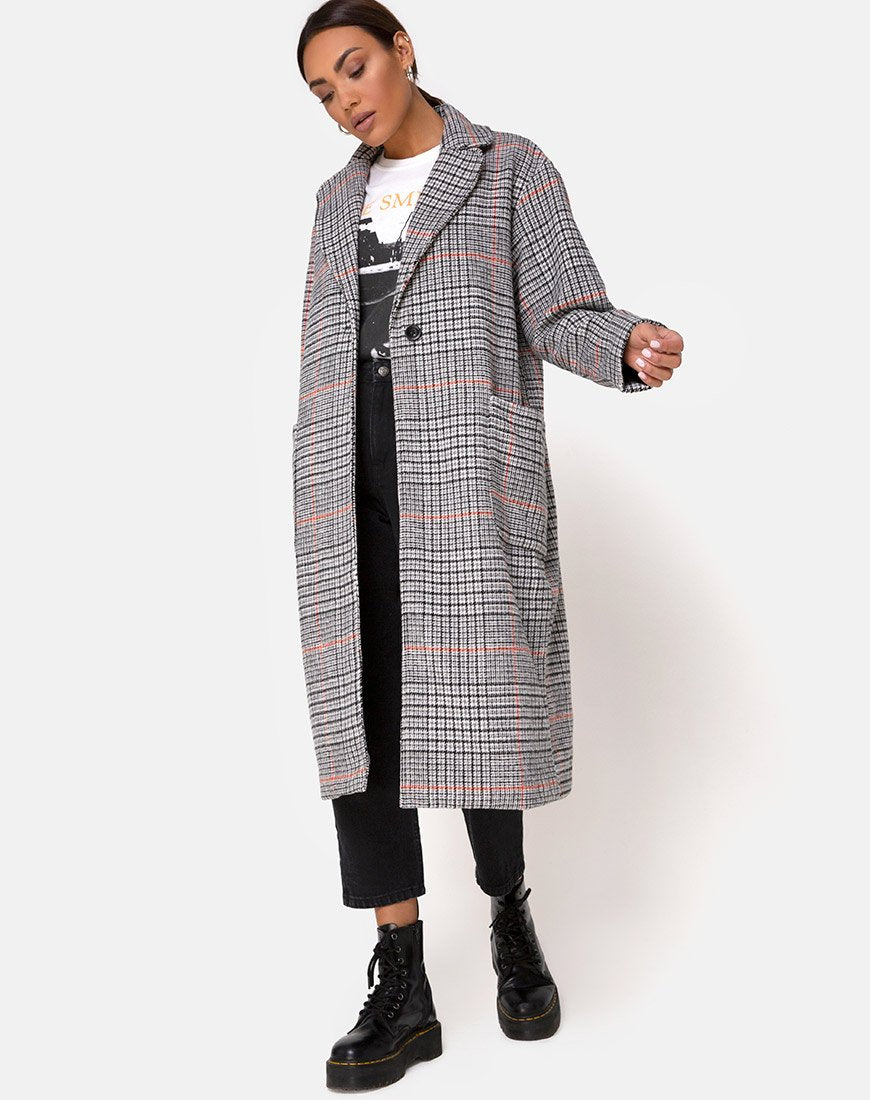 Glenn Duster Coat in Glenn Check Orange