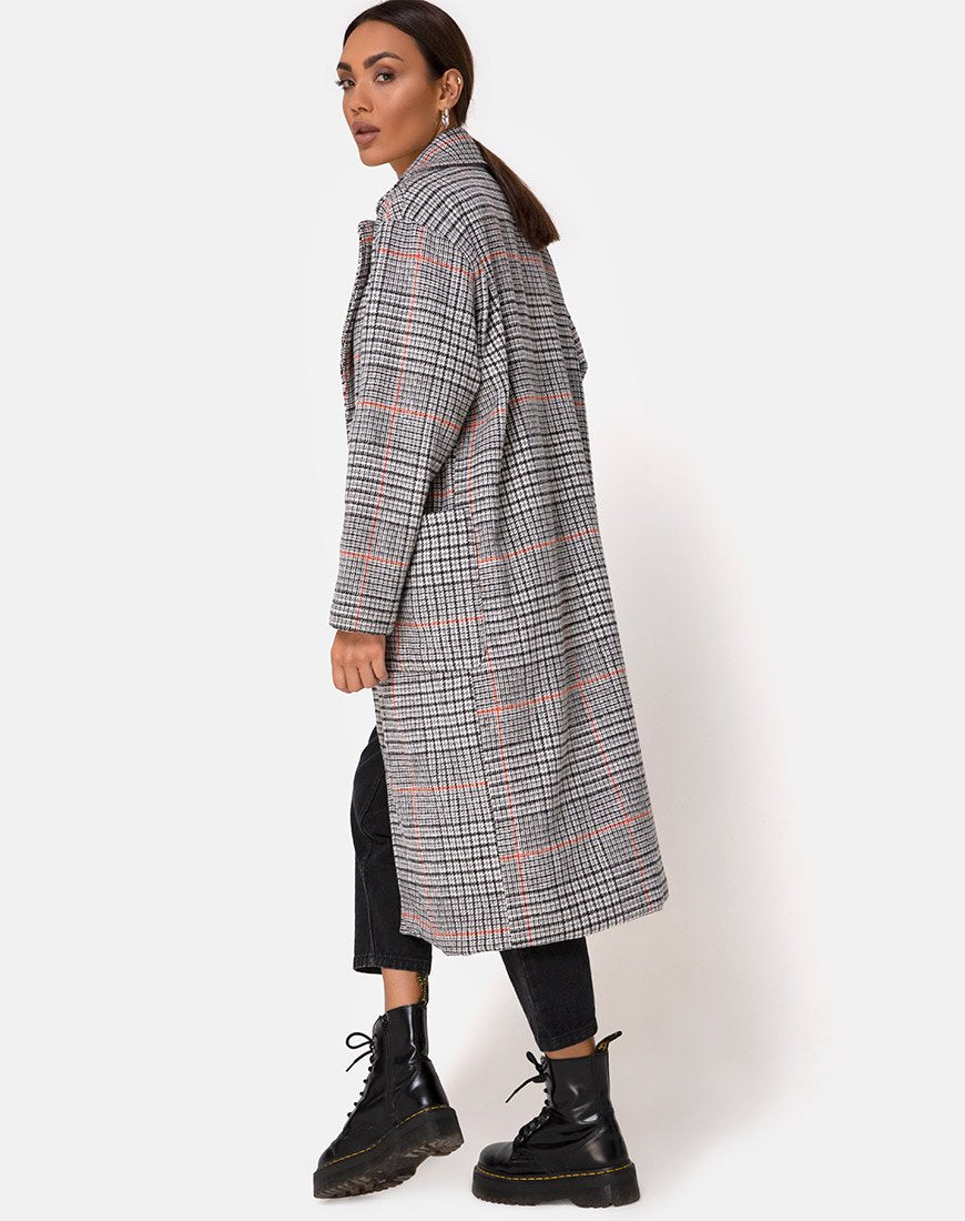 Orange Check Duster Coat | Glenn – motelrocks-com-aus