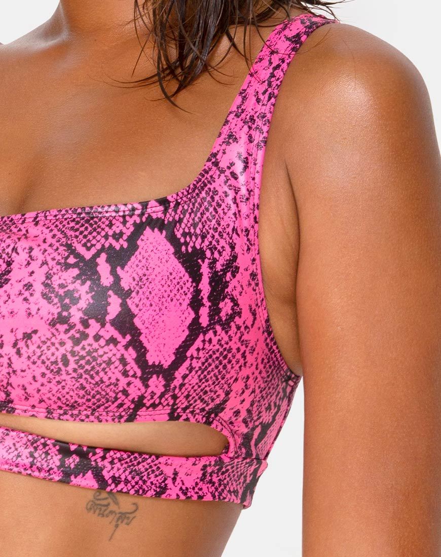 Image of Ledra Bikini Top in Snake Pink