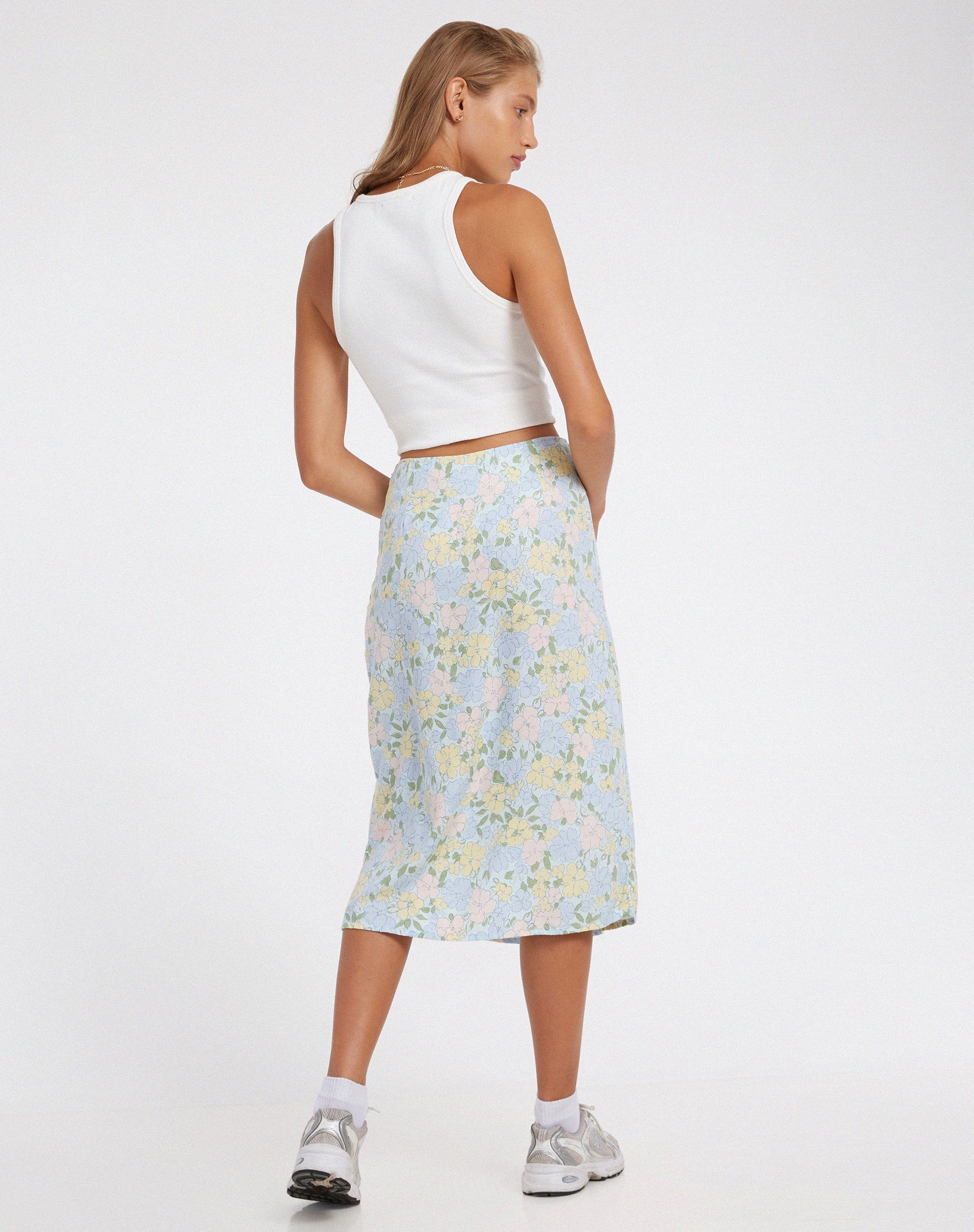 Image of Seko Midi Skirt in Washed Out Pastel Floral