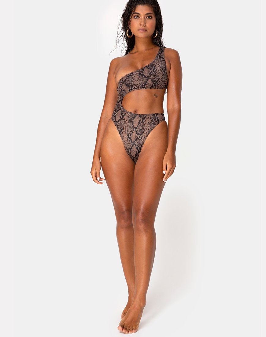 Image of Velo Swimsuit in Snake Taupe