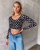 Image of Carla Crop Top in 90s Daisy Black and White