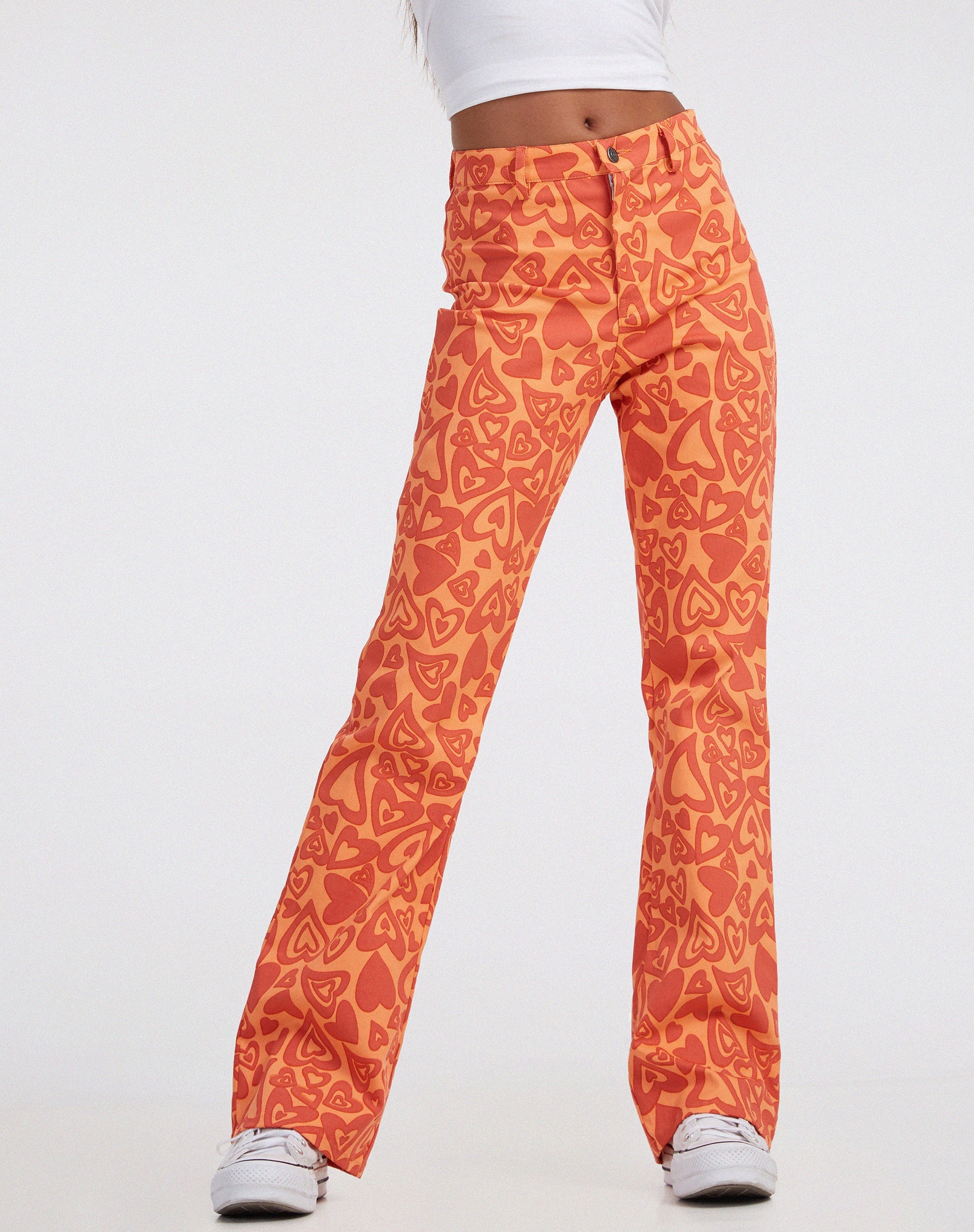 image of Zoven Flare Trouser in Retro Heart Orange
